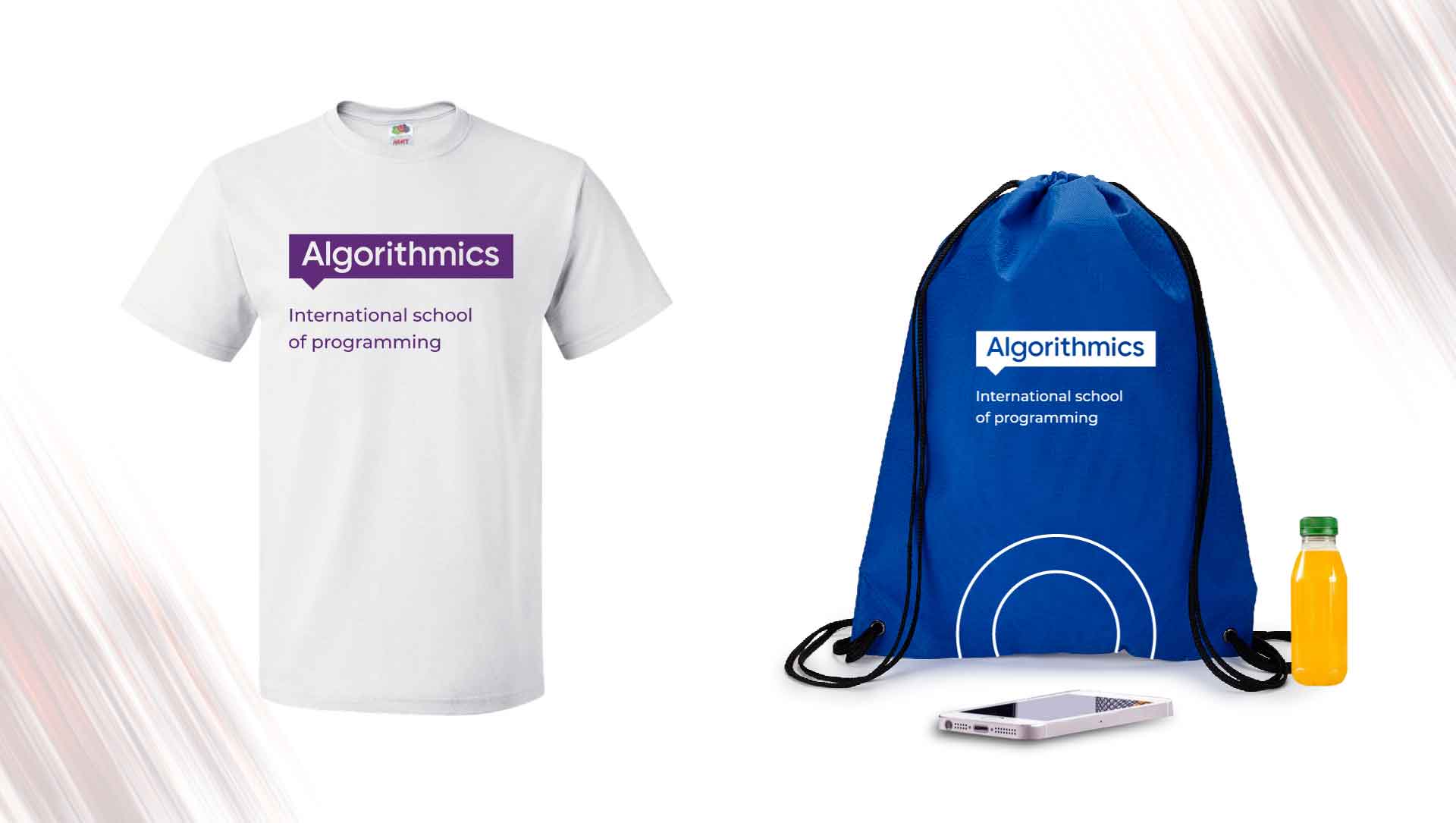 Algorithmics - Drawstring bag and t-shirt branding